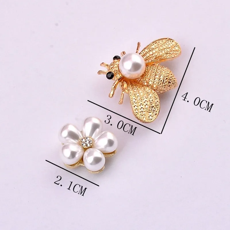 Fashion Bee Magnet Brooch Pearl Rhinestone Flower Safe Hijab No Hole Pins Shirt Scarf Buckle Brooches