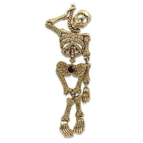 Women's Brooches - LO2409 - Gold White Metal Brooches with