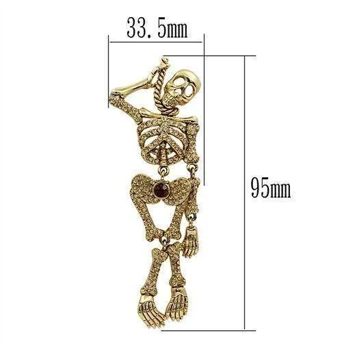 Women's Brooches - LO2409 - Gold White Metal Brooches with